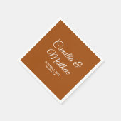 Terracotta romantisch script gepersonaliseerde bru servet (Hoek)