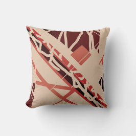 Terracotta rood bruin op Tan Diagonale Vormen Desi Kussen