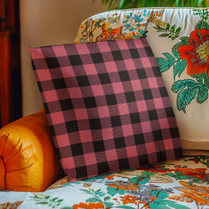 Terracotta rood en zwart chevron Buffalo Plaid Kussen