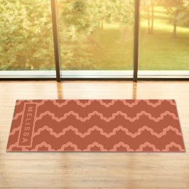 Terracotta Rood Modern Minimaal Golvende Lijnen En Yogamat