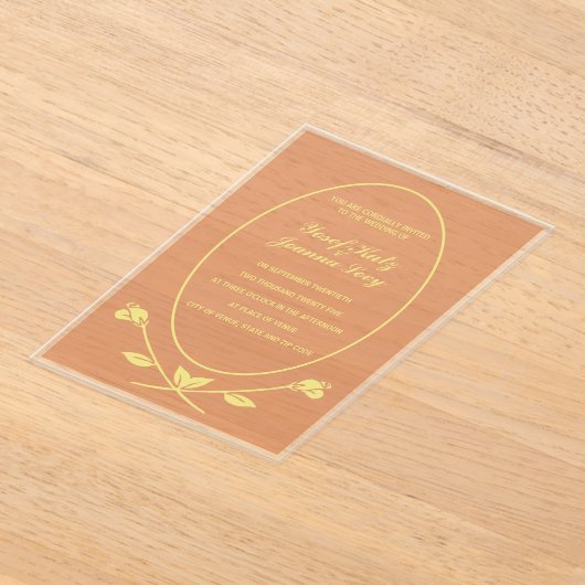 Terracotta Roos Acryl Huwelijksuitnodiging Acryl Uitnodigingen (Laagn)