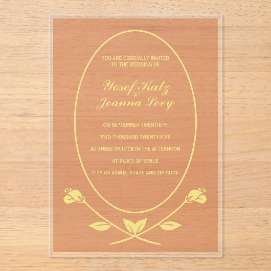 Terracotta Roos Acryl Huwelijksuitnodiging Acryl Uitnodigingen (Voorkant)