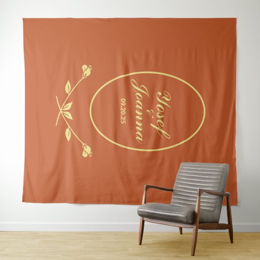 Terracotta Roos bruiloft achtergrond Wandkleed (In Situ (horizontaal))