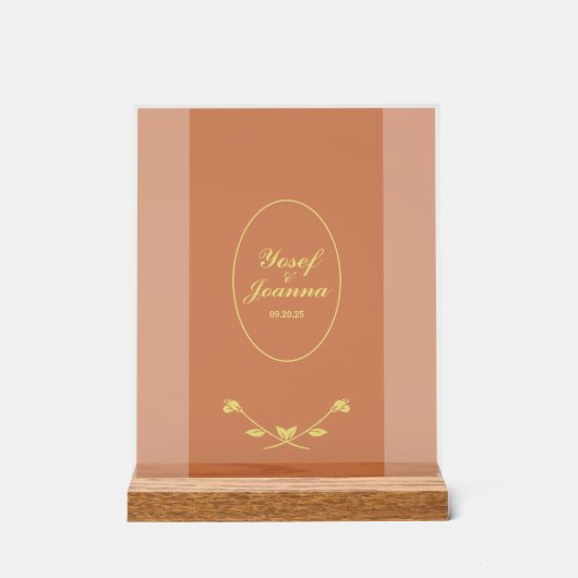 Terracotta Roos bruiloft acryl teken Acryl Bord (Voorkant)