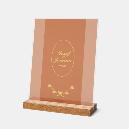 Terracotta Roos bruiloft acryl teken Acryl Bord (Hoek)