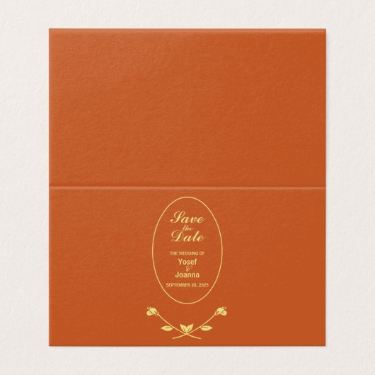 Terracotta Roos bruiloft behuizing Kaart gevouwen (Buitenkant ongevouwen)