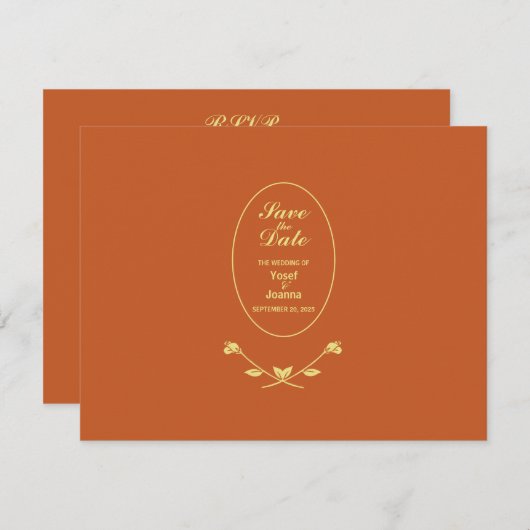 Terracotta Roos bruiloft reactie RSVP kaart (Voorkant / Achterkant)