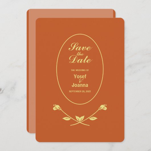 Terracotta Roos bruiloft Save The Date (Voorkant / Achterkant)