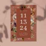 Terracotta Roos Clay Herfst | gekruide rozenhoutbl Save The Date<br><div class="desc">Kondig uw grote dag aan met dit elegante herfst thema, behalve de datumkaart, met zachte waterverf bloemen in warme tinten van terracotta roos, gedempt kleigrood en gekruid rozenhout. Het ontwerp combineert rustieke en romantische elementen, waardoor het perfect is voor herfstbruiloften met boho, aardse of moderne bloemthema's. Fijne blush en warme...</div>