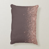 Terracotta Roos Gold Blush Pink Glitter Monogram Accent Kussen (Achterkant (Verticaal))