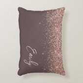 Terracotta Roos Gold Blush Pink Glitter Monogram Accent Kussen (Voorkant(Verticaal))