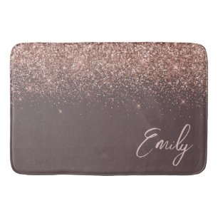 Terracotta Roos Gold Blush Pink Glitter Monogram Badmat