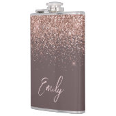 Terracotta Roos Gold Blush Pink Glitter Monogram Heupfles (Links)