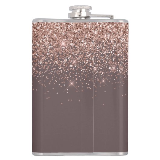 Terracotta Roos Gold Blush Pink Glitter Monogram Heupfles (Achterkant)