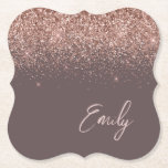 Terracotta Roos Gold Blush Pink Glitter Monogram Kartonnen Onderzetters<br><div class="desc">Terracotta en Roos Gold - Blush Pink Glitter Script Monogram Naam Papieren Onderzetters. Dit maakt het perfecte afstuderen,  de verjaardag,  de bruiloft,  het vrijgezellenfeest,  de verjaardag,  het baby shower of het bachelorette feest cadeau voor iemand die van glam luxe en chic stijlen houdt.</div>