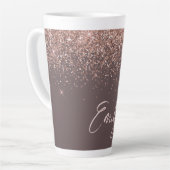 Terracotta Roos Gold Blush Pink Glitter Monogram Latte Mok (Linkerhoek)
