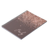 Terracotta Roos Gold Blush Pink Glitter Monogram Notitieboek (Linkerzijde)
