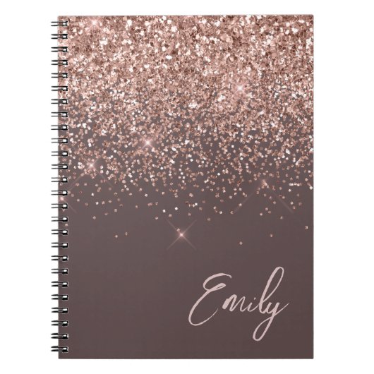 Terracotta Roos Gold Blush Pink Glitter Monogram Notitieboek (Voorkant)