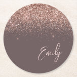 Terracotta Roos Gold Blush Pink Glitter Monogram Ronde Kartonnen Onderzetter<br><div class="desc">Terracotta en Roos Gold - Blush Pink Glitter Script Monogram Naam Papieren Onderzetters. Dit maakt het perfecte afstuderen,  de verjaardag,  de bruiloft,  het vrijgezellenfeest,  de verjaardag,  het baby shower of het bachelorette feest cadeau voor iemand die van glam luxe en chic stijlen houdt.</div>