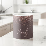 Terracotta Roos Gold - Blush Pink Glitter Sparkle Koffiemok<br><div class="desc">Terracotta and Roos Gold - Blush Pink Sparkle Glitter Brushed Metal Monogram Name and Initiaal Coffee Cup of Mok. Dit maakt de perfecte liefhebbende 16 verjaardag,  bruiloft,  vrijgezellenfeest,  verjaardagsdag,  baby shower of vrijgezellenfeest voor iemand die van luxe glam en stijl houdt.</div>