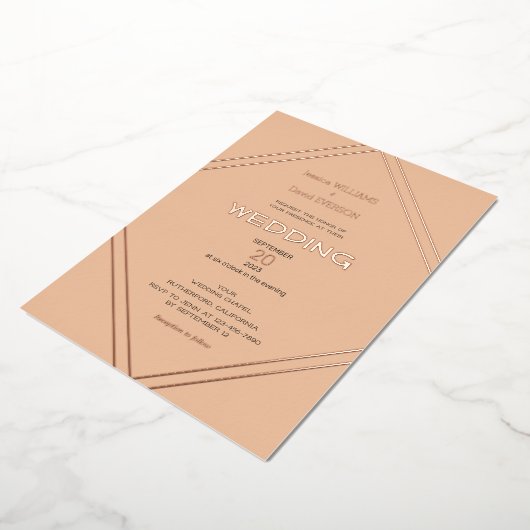 Terracotta & Roos gold minimalistische uitnodiging (Gedraaid)