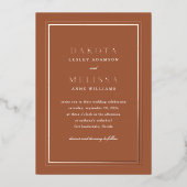Terracotta & Roos Gold Modern Classy Photo Wedding Folie Uitnodiging (Voorkant)