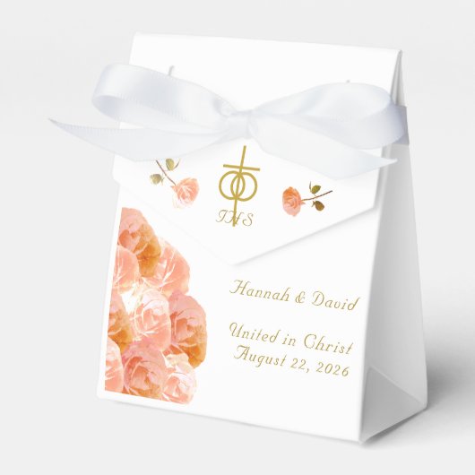 Terracotta Roos Katholieke bruiloft Bedankdoosjes (Voorkant Zijde)