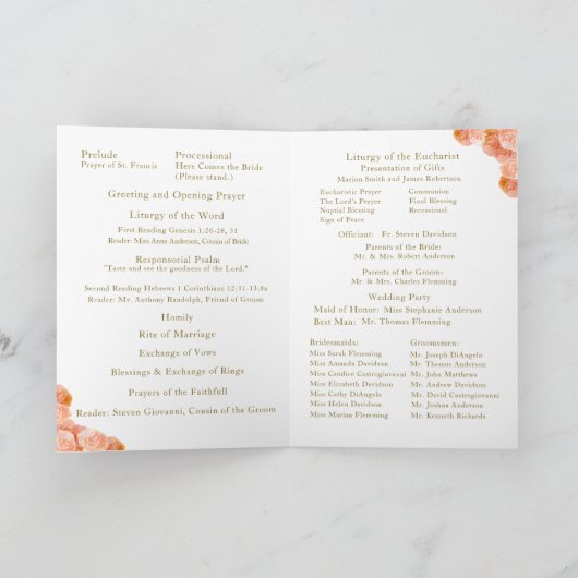 Terracotta Roos Katholieke bruiloft Programma (Binnen)