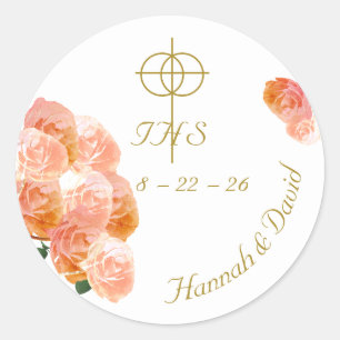 Terracotta Roos Katholieke bruiloft Ronde Sticker