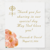 Terracotta Roos Katholieke bruiloft Wijn Etiket (Enkel label)