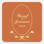 Terracotta Roos Vierkante Sticker (Voorkant)