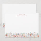 Terracotta & Roze Bloemen Gepersonaliseerde briefp Notitiekaartje (Voorkant / Achterkant)