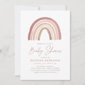 Terracotta Roze Boho Regenboog Baby shower Kaart (Voorkant)