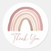 Terracotta Roze Boho Regenboog Baby shower Ronde Sticker (Voorkant)