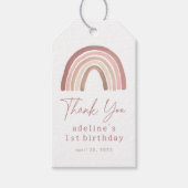 Terracotta Roze Boho Regenboog Verjaardag Cadeaulabel (Voorkant)