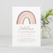 Terracotta Roze Boho Regenboog Verjaardag Kaart (Staand voorkant)