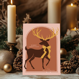 Terracotta Roze Elegant Stag Kerst Kaart