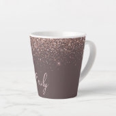 Terracotta Roze Goud Blozen Roze Glitter Monogram Latte Mok (Rechterhoek)