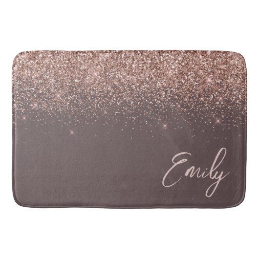 Terracotta Roze Goud Blush Roze Glitter Monogram Badmat (Voorkant)