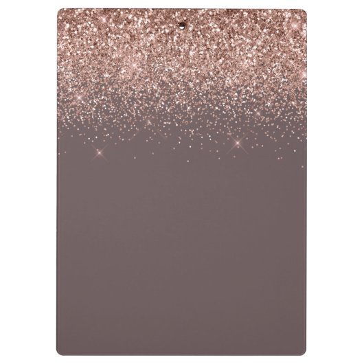 Terracotta Roze Goud Blush Roze Glitter Monogram Klembord (Achterkant)