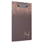 Terracotta Roze Goud Blush Roze Glitter Monogram Klembord (Rechts)