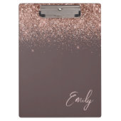 Terracotta Roze Goud Blush Roze Glitter Monogram Klembord (Voorkant)