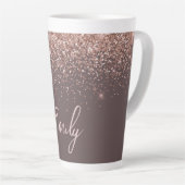 Terracotta Roze Goud Blush Roze Glitter Monogram Latte Mok (Rechterhoek)