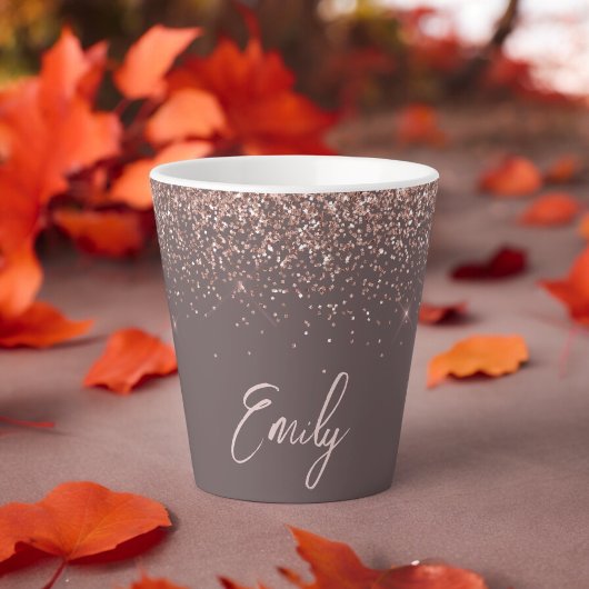 Terracotta Roze Goud Blush Roze Glitter Monogram Latte Mok