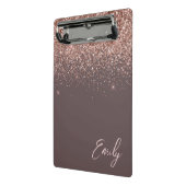 Terracotta Roze Goud Blush Roze Glitter Monogram Mini Klembord (Angled2)
