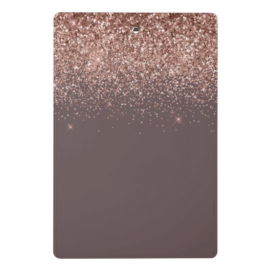 Terracotta Roze Goud Blush Roze Glitter Monogram Mini Klembord (Achterkant)