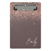 Terracotta Roze Goud Blush Roze Glitter Monogram Mini Klembord (Voorkant)