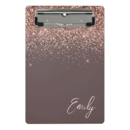 Terracotta Roze Goud Blush Roze Glitter Monogram Mini Klembord