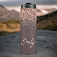Terracotta Roze Goud Blush Roze Glitter Monogram