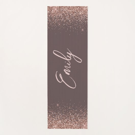 Terracotta Roze Goud - Blush Roze Glitter Monogram Yogamat (Voorkant)